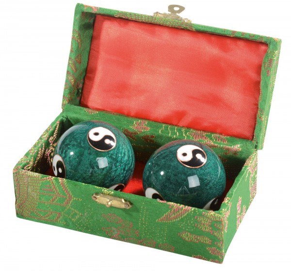 Steel musical balls Enamelled with Yin Yang symbols